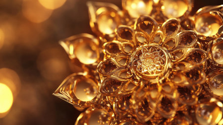 Luxury Golden Floral Ornament Detailed Design Elegant Jewel Background art rich lace metal shinyの素材