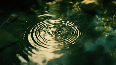 Serene Green Water Ripples Nature Background Peaceful Tranquil Scene Relaxing Mood Photography Imageの素材