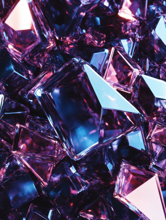 Abstract Purple Blue Crystal Geometric Shapes Background Design 3D Gem Art Dark Pink Neon Tech Shinyの素材