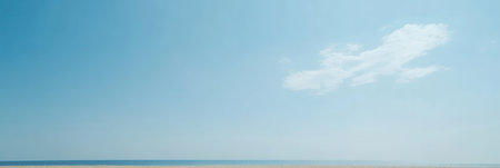 Serene Beachscape Peaceful Ocean Sky Minimalist Summer Blue Horizon Tranquil Coastal Scene Calmの素材