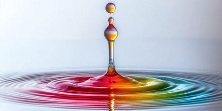 Vibrant Rainbow Water Drop Impact Abstract Photography art life vivid waves macro image fluid stillの素材