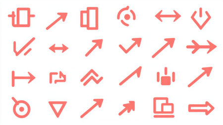 Modern Coral Arrow Icons Pack Simple Minimalist Vector Graphics Design Elements ui ux set red artの素材