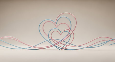 3d illustration of valentine's day background with heart shapeの素材