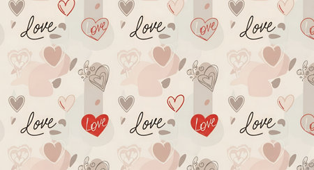 Seamless pattern with hand drawn hearts. Valentines day background.の素材