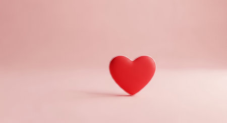 Red heart on a pink background. 3d render, 3d illustration.の素材