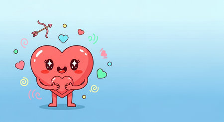 Valentine's day background with cute heart. Vector illustration.の素材