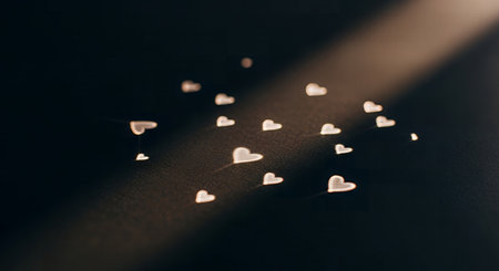 Heart shaped confetti on a black background. Valentine's Day.の素材