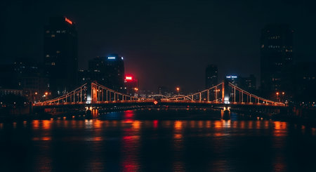 Night view of the bridge in shanghai,china.の素材