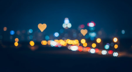 Abstract bokeh background of city at night, Love concept.の素材