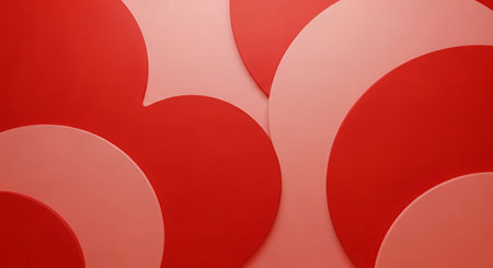 Red paper hearts on a white background. 3d render. Valentine's Day.の素材