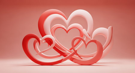 3d illustration of red hearts on a red background. Valentine's Dayの素材