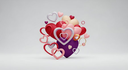 Valentine's day background with 3d hearts. 3d renderingの素材