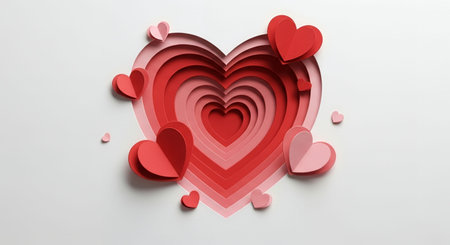 Valentine's day background with paper hearts. 3d illustrationの素材