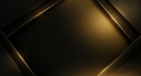 Abstract black metallic background with golden lines. 3d rendering mock upの素材