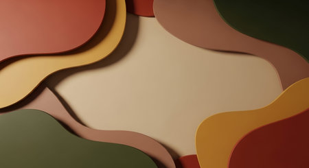 Abstract 3d rendering of paper cut shapes. Colorful background.の素材