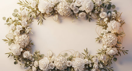 Wedding bouquet of white flowers on a white background.の素材