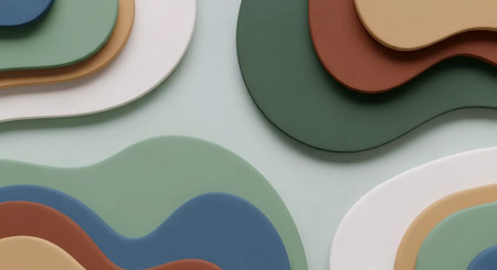 Colorful paper cut shapes on white background. 3d rendering.の素材