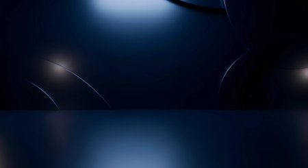 Abstract dark blue background with spotlights, 3d render illustration.の素材