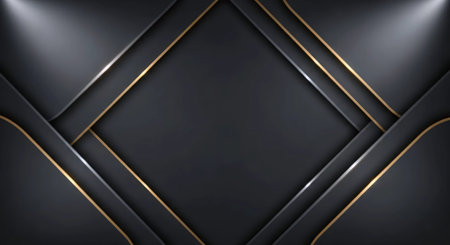 Luxury black abstract background with golden lines. Graphic design elementの素材