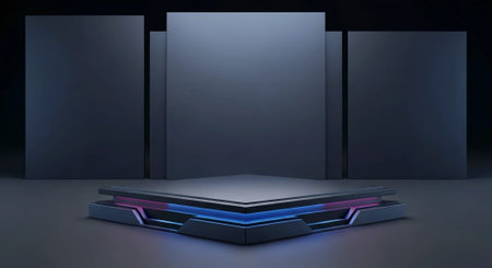 3d render, abstract background, empty podium for product display.の素材