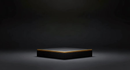 Black pedestal on dark background. 3d rendering, mock upの素材