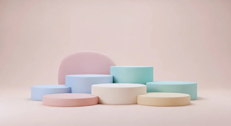 3d render of podium for product display in minimal style with pastel colorsの素材