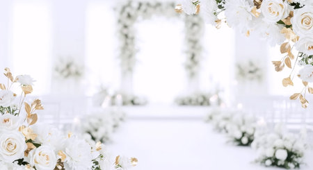 Wedding arch decorated with white flowers. Wedding decor. Wedding decor.の素材