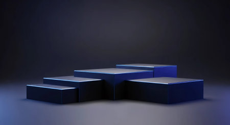 3d render of blue podium, pedestal or platform for product displayの素材