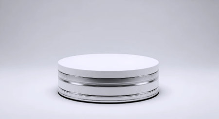 White round podium in white background, 3d rendering, 3d illustration.の素材