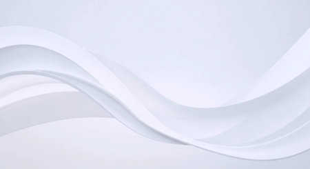 This image features smooth, flowing wave lines in varying shades of gray and white, creating a sense of motion and fluidity. The waves gradually transition into a light gradient background, giving the composition a soft, ethereal quality. The minimalistic design evokes a sense of calmness and simplicity, making it versatile for use in backgrounds, artistic projects, or modern design themes.の素材