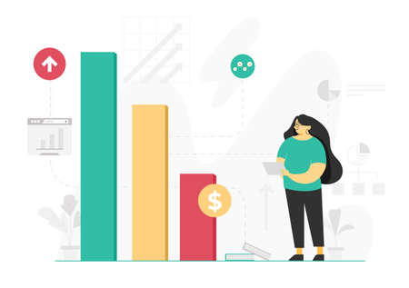 chart analytic check flat illustrationのイラスト素材