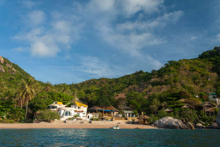 Beautiful tropical island with nice bungalow. Koh Tao island, Kingdom of Thailandのeditorial素材