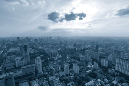 BANGKOK, THAILAND - DECEMBER 14.  Bangkok view, Above view from Baiyoke Tower II tallest building in the city and tallest hotel in Southeast Asia on December 14, 2012 in Bangkok Thailand.のeditorial素材
