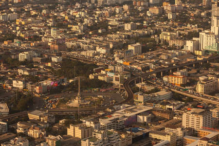 BANGKOK, THAILAND - DECEMBER 14.  Bangkok view, Above view from Baiyoke Tower II tallest building in the city and tallest hotel in Southeast Asia on December 14, 2012 in Bangkok Thailand.のeditorial素材