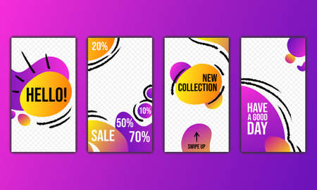 Trendy editable template for stories. Abstract form. Liquid design. Isolated gradients soft shape. Vector illustration.のイラスト素材