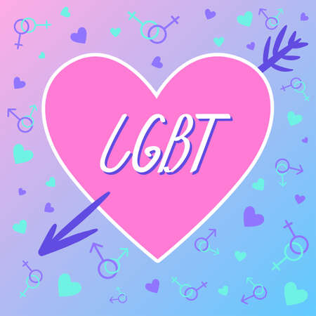 LGBT inscription. Conceptual poster with the inscription LGBT Rainbow. Vector typographic illustration to support the gay community.のイラスト素材