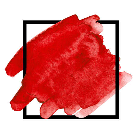 Watercolor brush stroke. Beautiful overflowing watercolor. Bright color. With frame.の写真素材