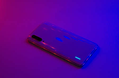 Xiaomi Mi9 lite CC9 white phone. Xiaomiのeditorial素材
