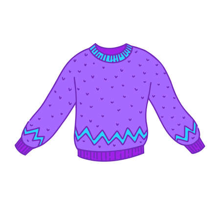 Cozy purple sweater. Clothes for autumn andのイラスト素材