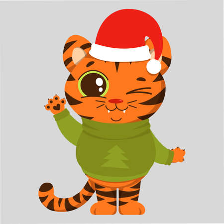 Cheerful tiger rejoices in the New Year.のイラスト素材