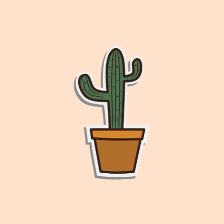 cute cactus cartoon vector sticker, simple cactus sticker, cute cactus, succulent sticker, cactus in the style of a cartoon. Vectorのイラスト素材