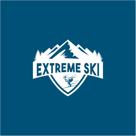 Snowboard ski logo vector with wild mountain conceptのイラスト素材