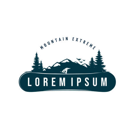 modern mountain camp logo design vector illustration. Mountain suitable for camping and adventure company logos.のイラスト素材