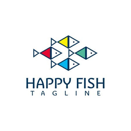 fish logo design template,icon in trendy style.のイラスト素材