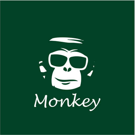 Logo design template monkey in glasses.Simple Logo Vector illustration.のイラスト素材