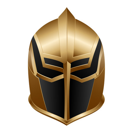 Medieval Golden Knight Helmet - Metallic Helmetのイラスト素材