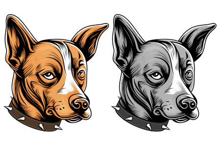 Abstract Dog Face Collection - Dog Portrait Vector - Pet Illustrationのイラスト素材