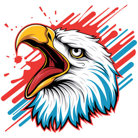 Eagle head vector illustration isolated on white background. American eagle head mascot.のイラスト素材