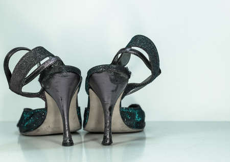 Old training woman tango shoes - totally worn out while dancingの写真素材