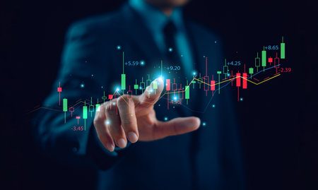 Business finance technology investment concept. Businessman investor trader analyze financial data chart trading forex, invest in stock market, fund digital asset plan. Trade budget accounting reportの写真素材